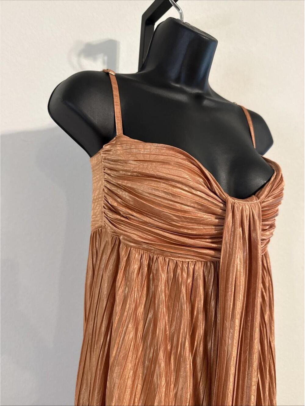 RTR Sabina Musayev Nicola Plisse Halter Draped Pleated Maxi Dress - MED **FLAW** - Picture 6 of 12